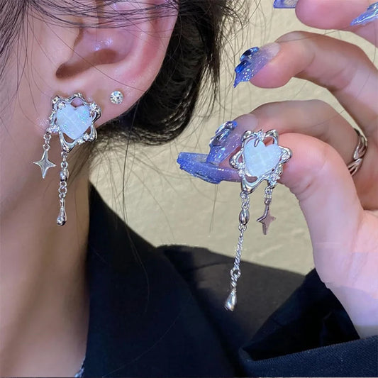 Silver Star Tassel Earrings – Women’s Trendy Party & Casual Jewelry